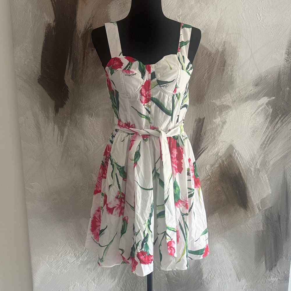 Dolce & Gabbana Floral Mini Dress in White and Red